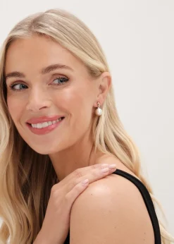 Jon Richard Two Tone Satin Orb Drop Earrings