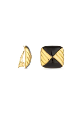 Jon Richard Vintage Inspired Gold Plated and Jet Enamel Earrings