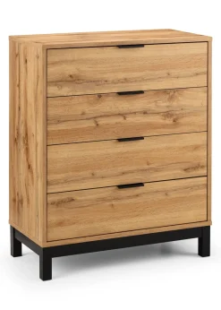 Julian Bowen Bali 4 Drawer Chest in Light Oak (97 x 80 x 40cm)