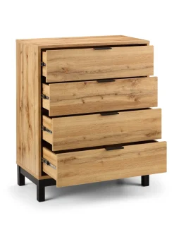Julian Bowen Bali 4 Drawer Chest in Light Oak (97 x 80 x 40cm)
