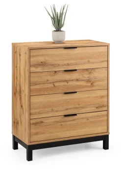 Julian Bowen Bali 4 Drawer Chest in Light Oak (97 x 80 x 40cm)