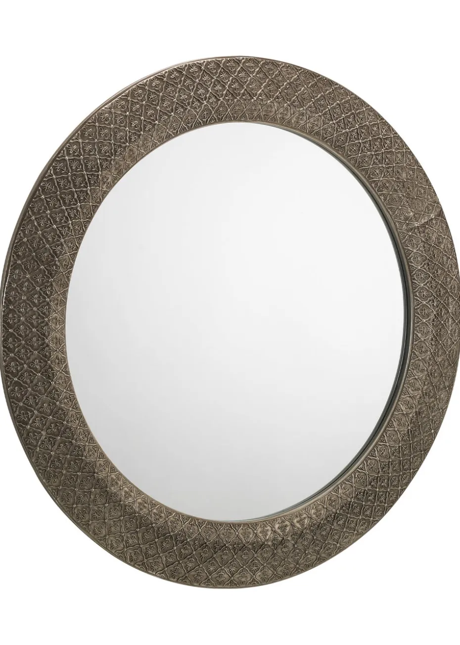 Julian Bowen Cadence Large Round Pewter Wall Mirror (80 x 80 x 3cm)