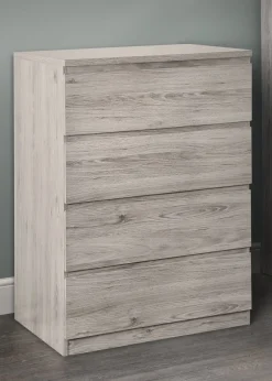 Julian Bowen Jupiter 4 Drawer Chest in Grey Oak (111 x 82 x 50cm)