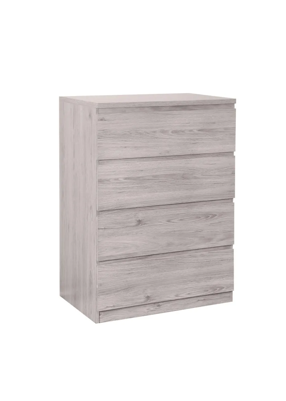 Julian Bowen Jupiter 4 Drawer Chest in Grey Oak (111 x 82 x 50cm)