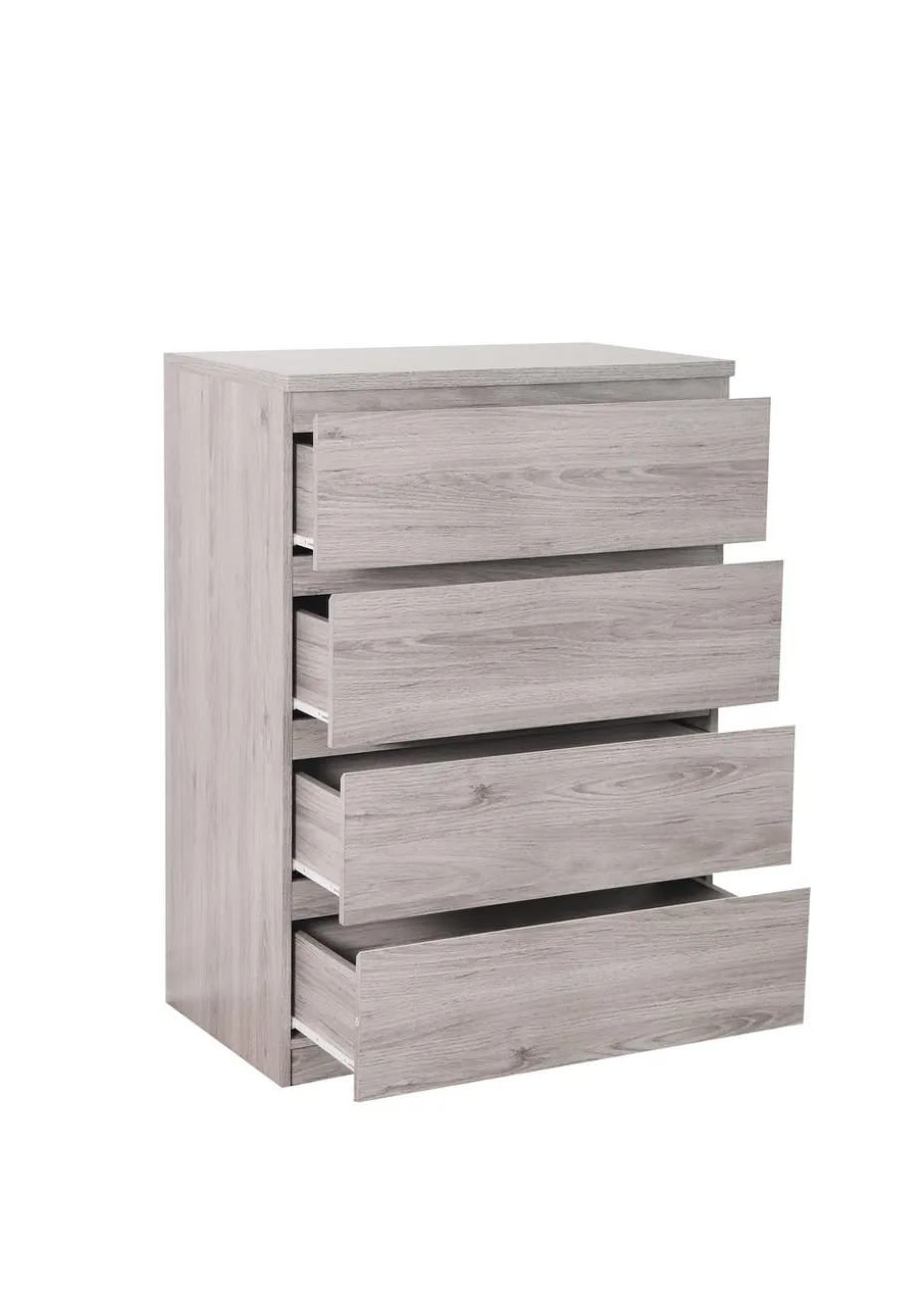Julian Bowen Jupiter 4 Drawer Chest in Grey Oak (111 x 82 x 50cm)