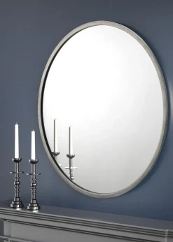 Julian Bowen Octave Round Pewter Wall Mirror (80 x 80 x 2cm)
