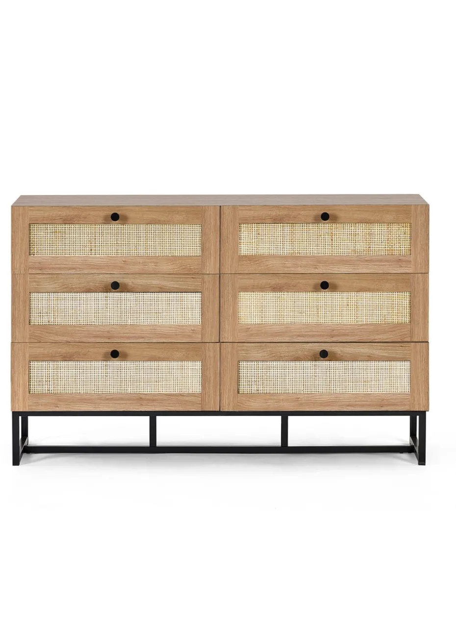 Julian Bowen Padstow 6 Drawer Chest in Brown (75 x 120 x 40cm)