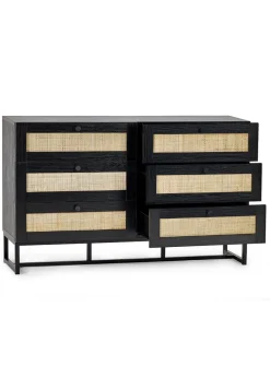 Julian Bowen Padstow 6 Drawer Chest in Black (75 x 120 x 40cm)