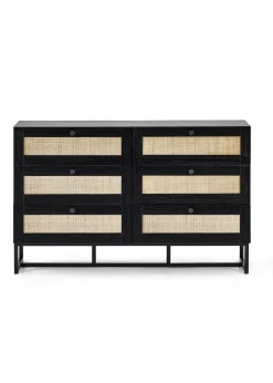 Julian Bowen Padstow 6 Drawer Chest in Black (75 x 120 x 40cm)