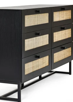Julian Bowen Padstow 6 Drawer Chest in Black (75 x 120 x 40cm)