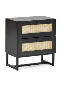 Julian Bowen Padstow 2 Drawer Bedside in Black (55 x 50 x 30cm)