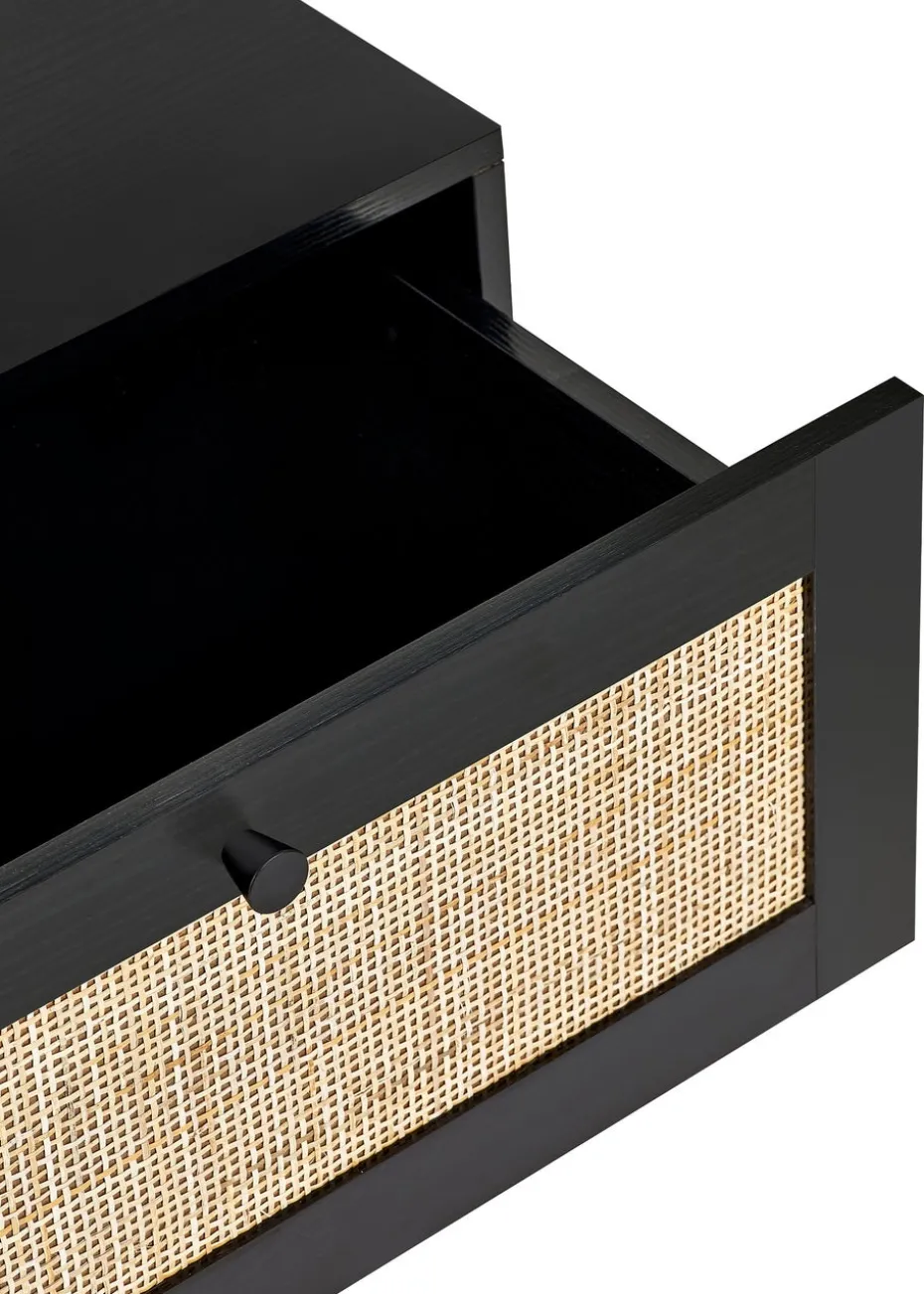 Julian Bowen Padstow 2 Drawer Bedside in Black (55 x 50 x 30cm)