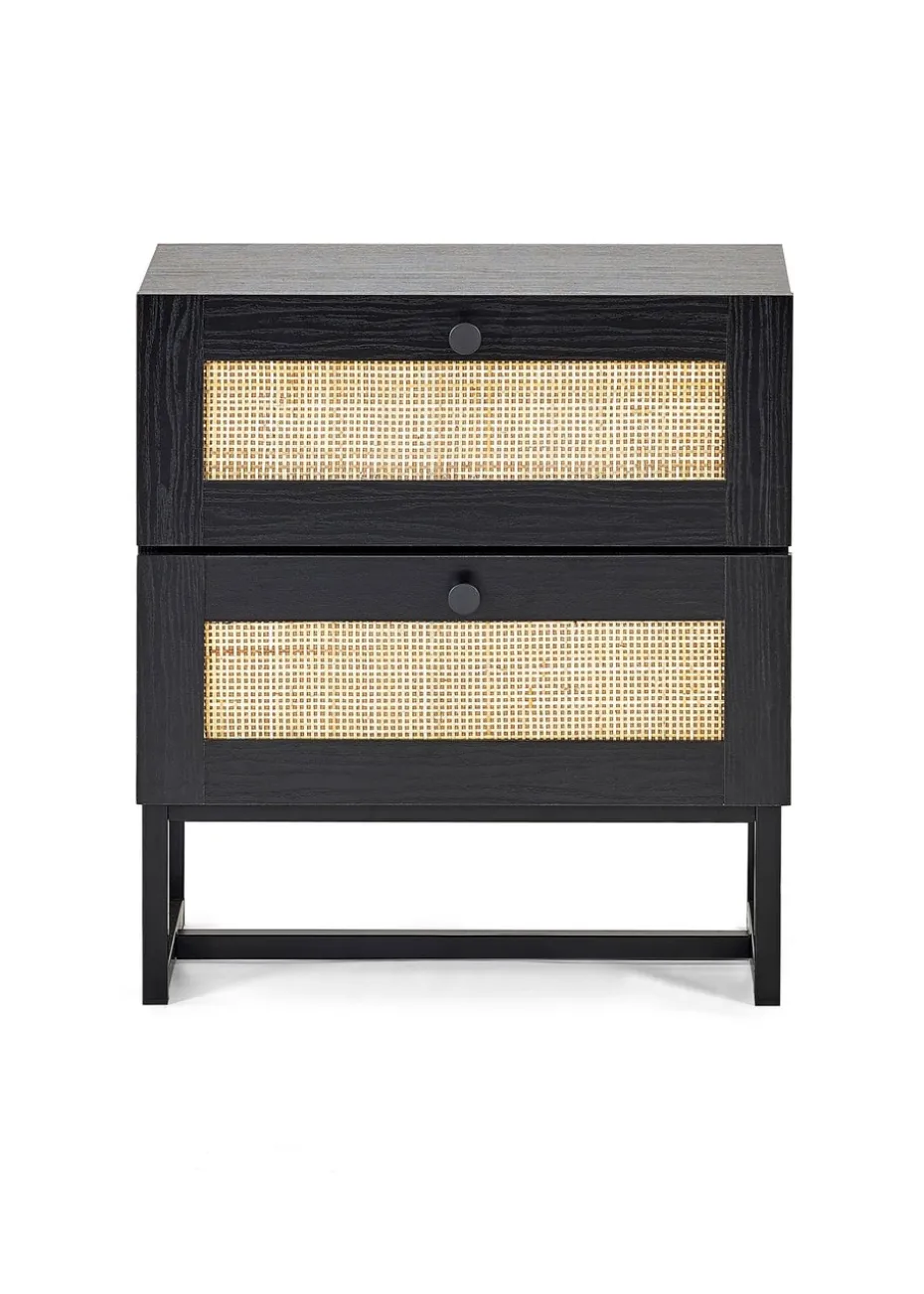 Julian Bowen Padstow 2 Drawer Bedside in Black (55 x 50 x 30cm)