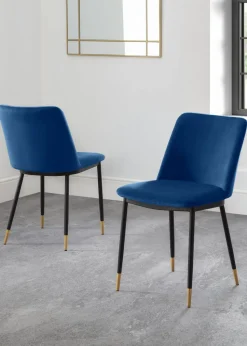 Julian Bowen Set Of 2 Delaunay Velvet Dining Chairs (83 x 50 x 59 cm)