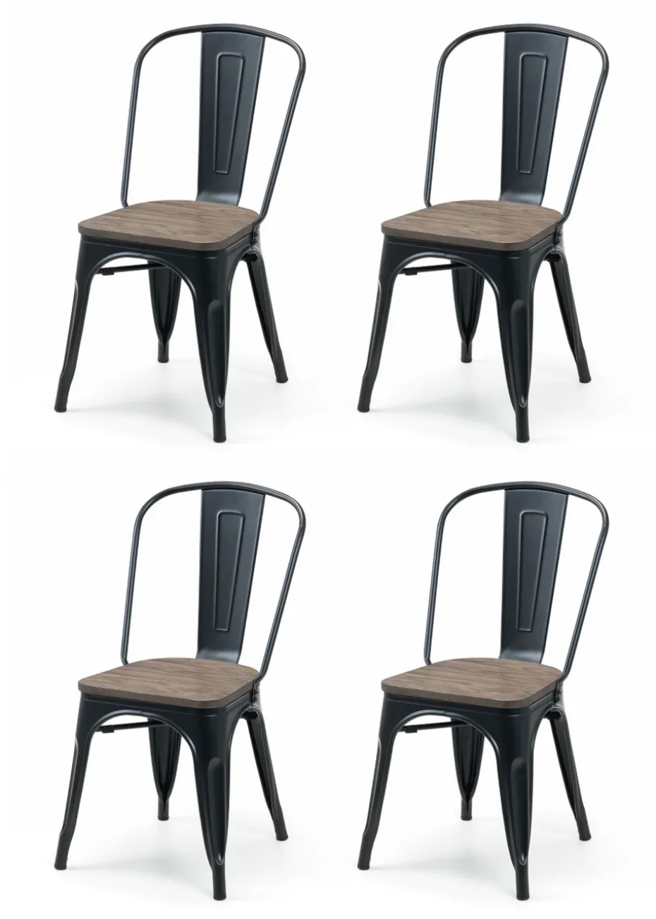 Julian Bowen Set Of 4 Grafton Metal Chairs (85 x 46 x 43 cm)