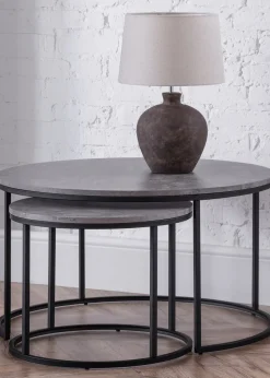 Julian Bowen Staten Concrete Round Nesting Coffee Table (50 x 80 x 80 cm)