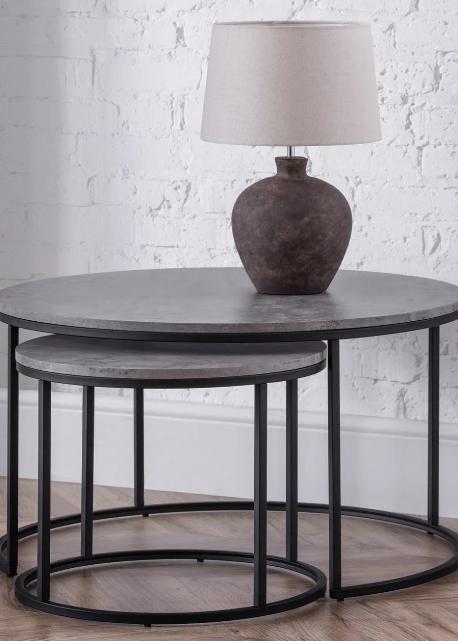 Julian Bowen Staten Concrete Round Nesting Coffee Table (50 x 80 x 80 cm)