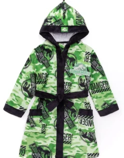 Jurassic World Boys Green Camo Logo Print Bathrobe (4 - 12 Years)