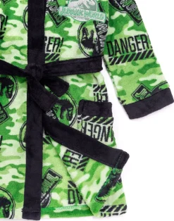Jurassic World Boys Green Camo Logo Print Bathrobe (4 - 12 Years)