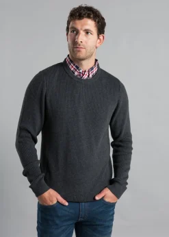 Kensington Eastside Charcoal Mock Checked Shirt Crew Neck Jumper