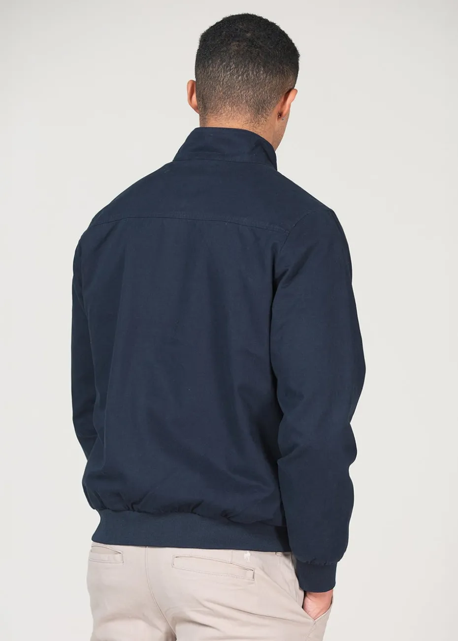 Kensington Eastside Navy Cotton Funnel Neck With Buttons Jacket