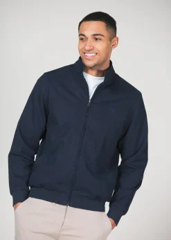 Kensington Eastside Navy Cotton Funnel Neck With Buttons Jacket
