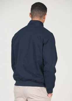 Kensington Eastside Navy Cotton Funnel Neck With Buttons Jacket