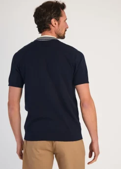 Kensington Eastside Navy Cotton Short Sleeve 1/4 Zip Polo Shirt