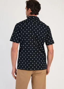 Kensington Eastside Navy Cotton Printed Short Sleeve Shirt