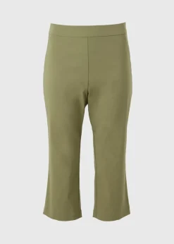 Khaki Bengaline Cropped Leggings