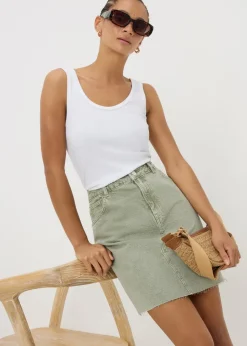 Khaki Denim Mini Skirt