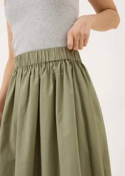 Khaki Midi Poplin Skirt