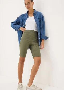 Khaki Rosie Knee Length Denim Shorts