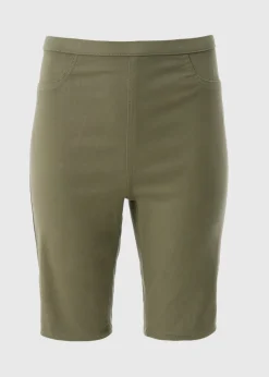 Khaki Rosie Knee Length Denim Shorts