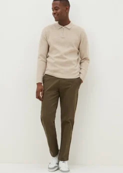 Khaki Straight Fit Chinos