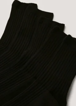 Kids 5 Pack Black Ribbed Socks (Younger 9-Older 6.5)