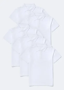 Kids 5 Pack White School Polo Shirts (3-16yrs)