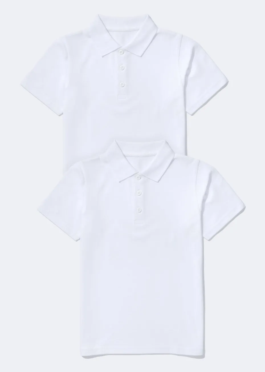 Kids 2 Pack White School Polo Shirts (4-16yrs)