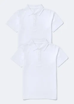 Kids 2 Pack White School Polo Shirts (4-16yrs)