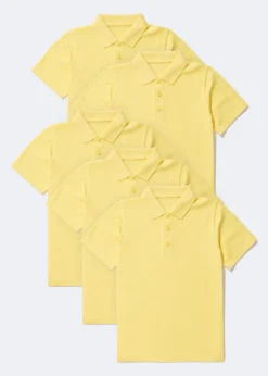 Kids 5 Pack Yellow School Polo Shirts (3-13yrs)