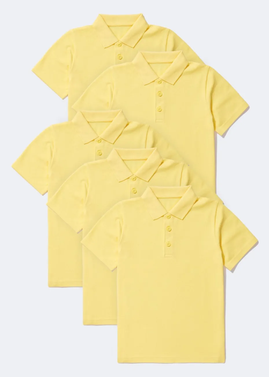 Kids 5 Pack Yellow School Polo Shirts (3-13yrs)
