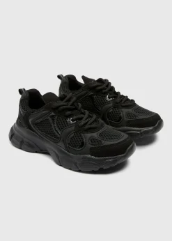 Kids Black Chunky School Trainers  (Younger 10/11-Older 5/6)