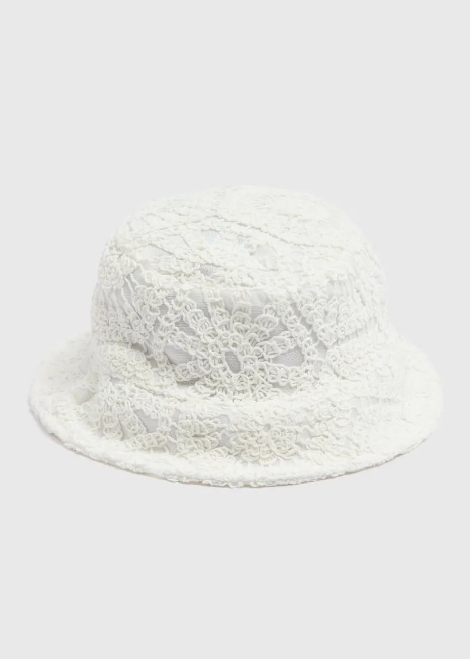 Kids Cream Crocket Bucket Hat (7-13yrs)