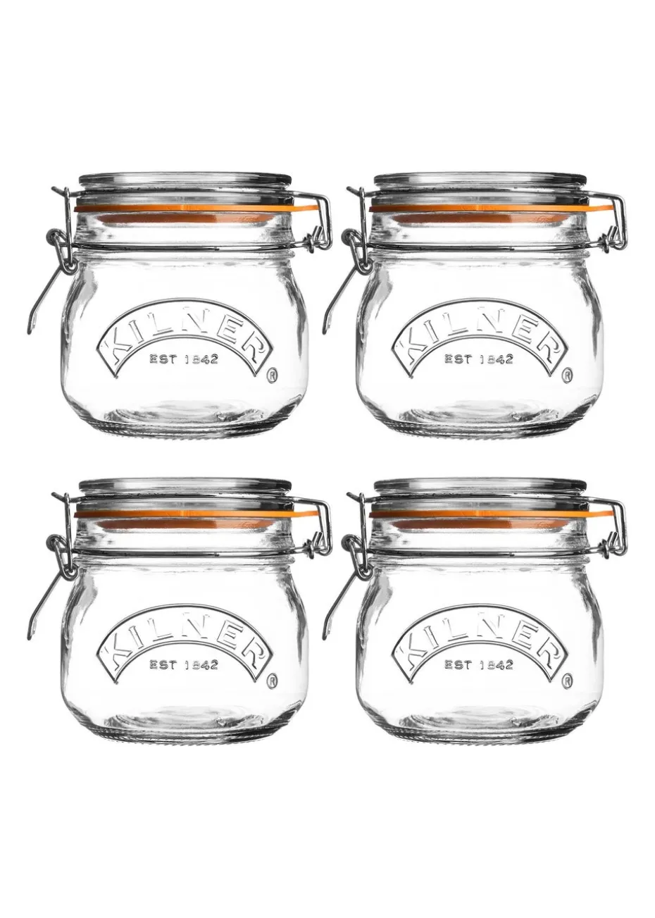 Kilner Clip Top Round Jar 4pc