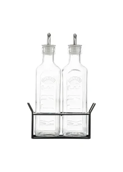 Kilner Set of 2 Oil Bottles & Metal Rack (600ml)