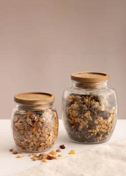 Kilner Set of 2 Universal Wooden Lid Jars (2ltr & 0.85ltr)