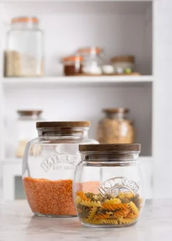 Kilner Set of 2 Universal Wooden Lid Jars (2ltr & 0.85ltr)