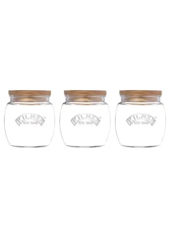 Kilner Set of 3 Universal Wooden Lid Jars ( 0.8l )
