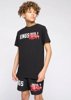 Kings Will Dream Black Tagged Swim Shorts (7-14 yrs)