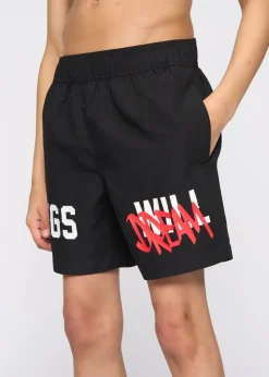Kings Will Dream Black Tagged Swim Shorts (7-14 yrs)